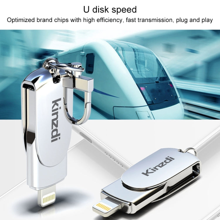 Kinzdi 128GB USB + 8 Pin Interface Metal Twister Flash U Disk (Silver) - USB Flash Drives by Kinzdi | Online Shopping UK | buy2fix