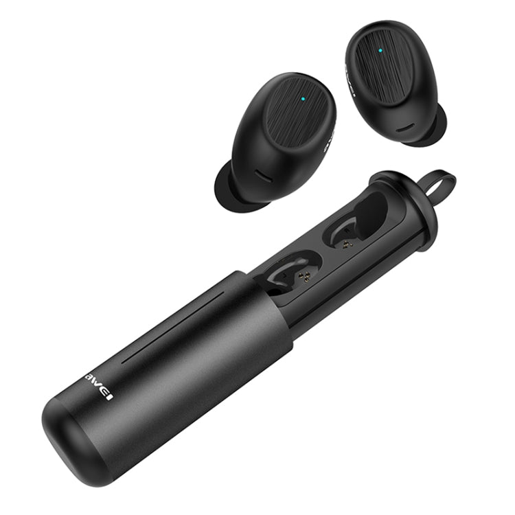 awei T55 TWS Bluetooth V5.0 Ture Wireless Sports Headset with Portable Charging Case(Black) - TWS Earphone by awei | Online Shopping UK | buy2fix