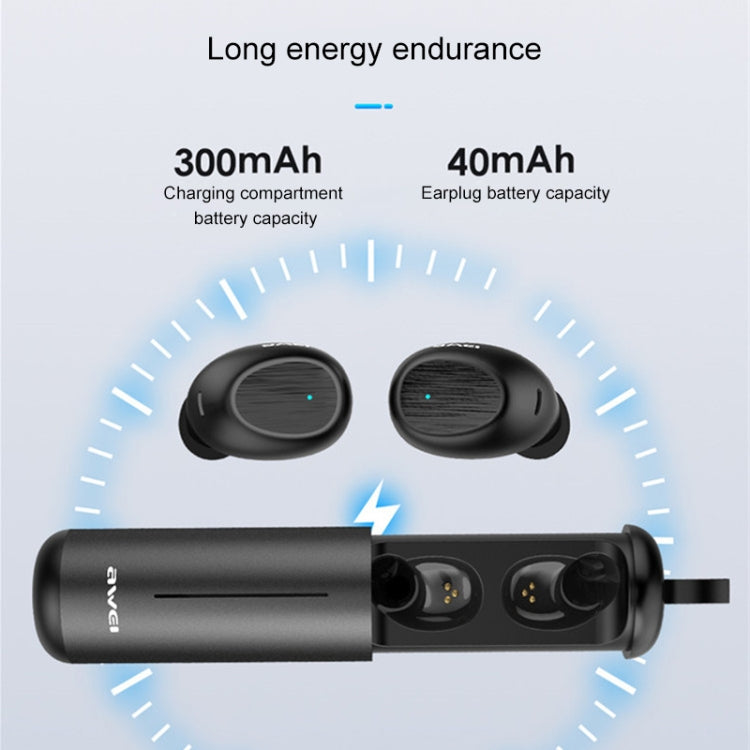 awei T55 TWS Bluetooth V5.0 Ture Wireless Sports Headset with Portable Charging Case(Black) - TWS Earphone by awei | Online Shopping UK | buy2fix