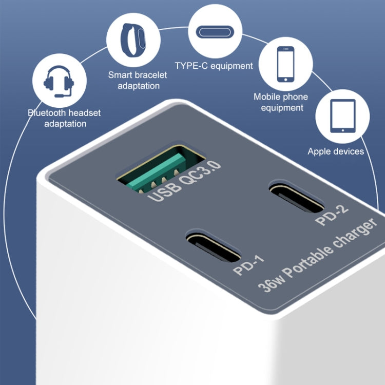 WLX-X3 36W 90 Degrees Foldable Pin Portable Multi-function USB Charger, US Plug - Multifunction Charger by buy2fix | Online Shopping UK | buy2fix