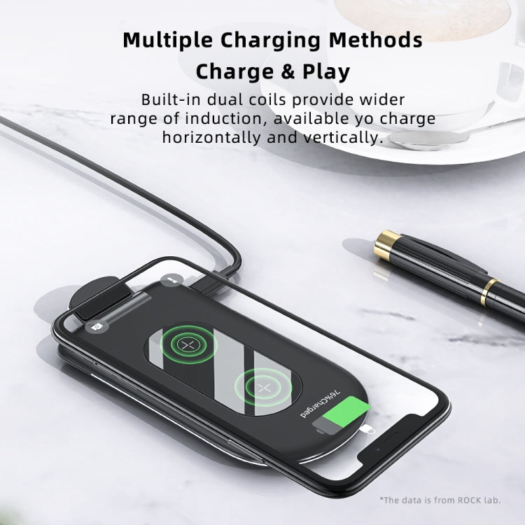 ROCK W30 15W Mobile Phone Wireless Charger Foldable Desktop Holder (Black) - Apple Accessories by ROCK | Online Shopping UK | buy2fix