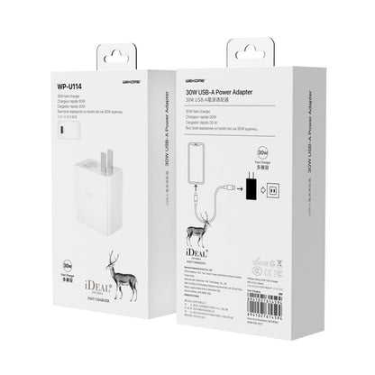 WK WP-U114 30W Single USB Fast Charging Travel Charger Power Adapter, CN Plug(White) - Apple Accessories by WK | Online Shopping UK | buy2fix