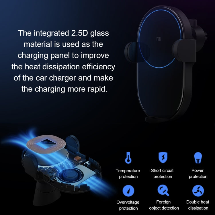 Original Xiaomi 20W Car Mount Qi Standard Wireless Charger(Black) - Car Holders by Xiaomi | Online Shopping UK | buy2fix