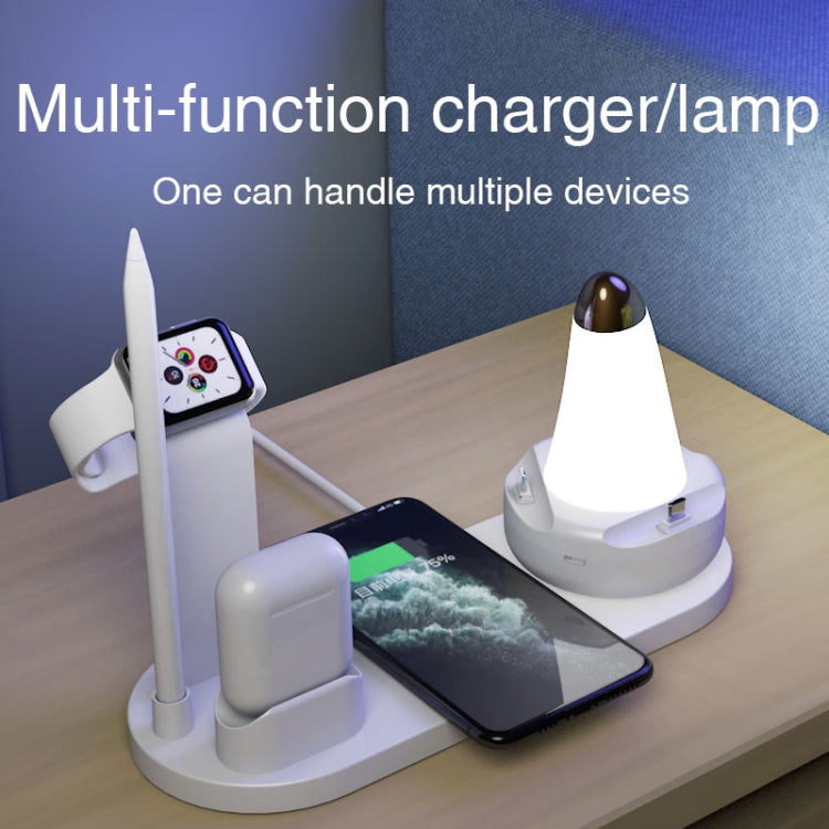 WS7 10W 2 USB Ports + USB-C / Type-C Port Multi-function Desk Lamp + Qi Wireless Charging Charger (Pink) - Multifunction Charger by buy2fix | Online Shopping UK | buy2fix