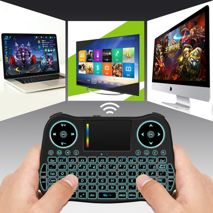 MT08 2.4GHz Mini Wireless Air Mouse QWERTY Keyboard with Colorful Backlight & Touchpad & Multimedia Control for PC, TV(Black) - MINI PC Accessories & Gadgets by buy2fix | Online Shopping UK | buy2fix