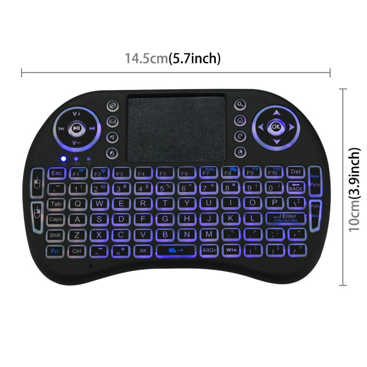 2.4GHz Mini i8 Wireless QWERTY Keyboard with Colorful Backlight & Touchpad & Multimedia Control for PC, Android TV BOX, X-BOX Player, Smartphones(Black) - MINI PC Accessories & Gadgets by buy2fix | Online Shopping UK | buy2fix