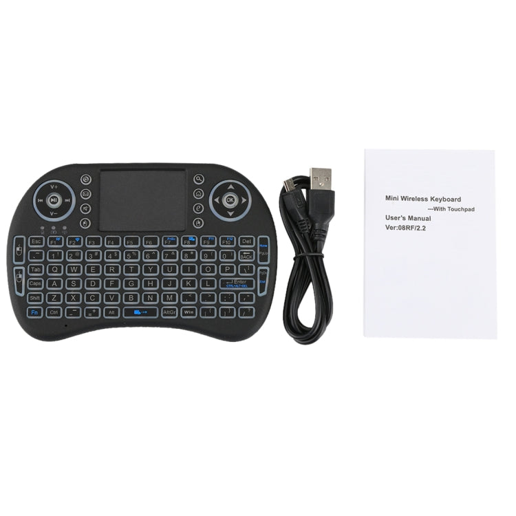 2.4GHz Mini i8 Wireless QWERTY Keyboard with Colorful Backlight & Touchpad & Multimedia Control for PC, Android TV BOX, X-BOX Player, Smartphones(Black) - MINI PC Accessories & Gadgets by buy2fix | Online Shopping UK | buy2fix