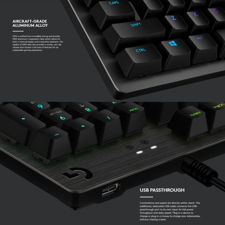 Logitech G512 RGB C-axis Mechanical Wired Gaming Keyboard, Length: 1.8m (Black) - Computer & Networking by Logitech | Online Shopping UK | buy2fix