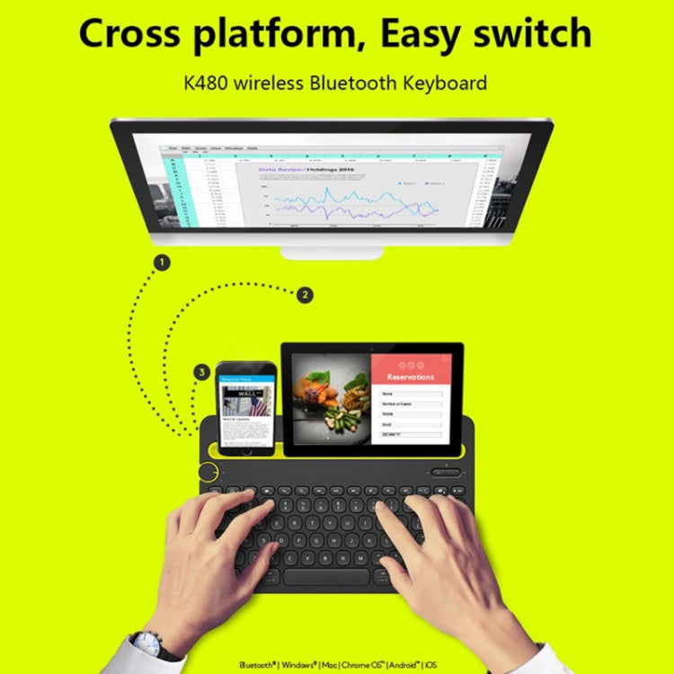 Logitech K480 Multi-device Bluetooth 3.0 Wireless Bluetooth Keyboard with Stand (White) - Computer & Networking by Logitech | Online Shopping UK | buy2fix