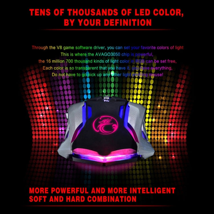 iMICE V8 LED Colorful Light USB 6 Buttons 4000 DPI Wired Optical Gaming Mouse for Computer PC Laptop(White) - Wired Mice by iMICE | Online Shopping UK | buy2fix