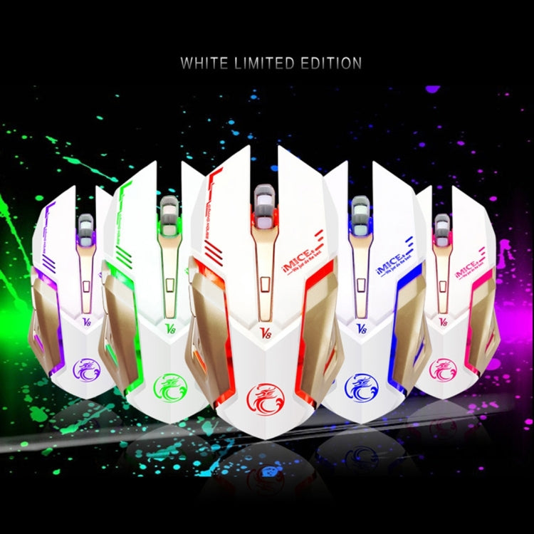 iMICE V8 LED Colorful Light USB 6 Buttons 4000 DPI Wired Optical Gaming Mouse for Computer PC Laptop(White) - Wired Mice by iMICE | Online Shopping UK | buy2fix