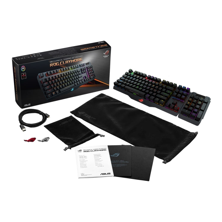 ASUS Claymore USB 2.0 RGB Backlight Detachable Wired Mechanical Black Switch Gaming Keyboard with Detachable Cable - Wired Keyboard by ASUS | Online Shopping UK | buy2fix