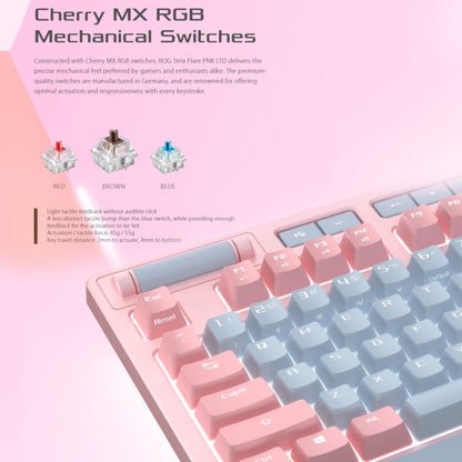 ASUS Strix Flare Pink LTD RGB Backlight Wired Gaming Keyboard with Detachable Wrist Rest (Mechanical Brown Switch) - Wired Keyboard by ASUS | Online Shopping UK | buy2fix