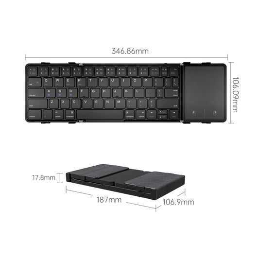 B1053 Leather Portable Tri-Fold Bluetooth Keyboard by buy2fix