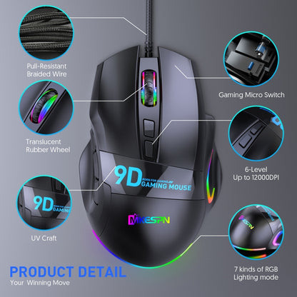 MKESPN X10 9-Buttons RGB Wired Full Speed Macro Definition Gaming Mouse - Wired Mice by MKESPN | Online Shopping UK | buy2fix