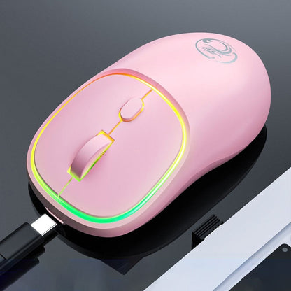 iMICE W-618 Rechargeable 4 Buttons 1600 DPI 2.4GHz Bluetooth Silent Wireless Mouse for Computer PC Laptop (Pink) by iMICE