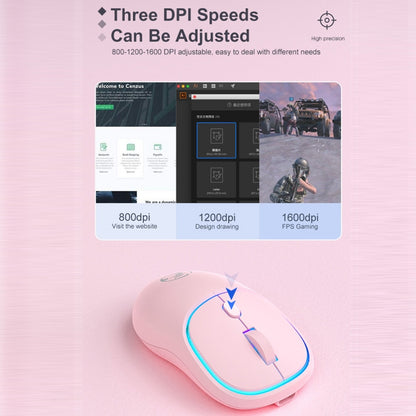 iMICE W-618 Rechargeable 4 Buttons 1600 DPI 2.4GHz Bluetooth Silent Wireless Mouse for Computer PC Laptop (Pink) by iMICE