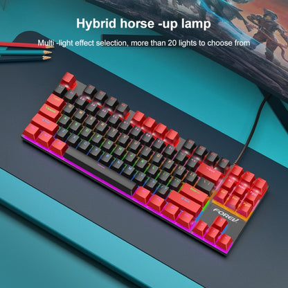 FOREV FV-301 87-keys Blue Axis Mechanical Gaming Keyboard, Cable Length: 1.6m(Black Red) - Wired Keyboard by buy2fix | Online Shopping UK | buy2fix