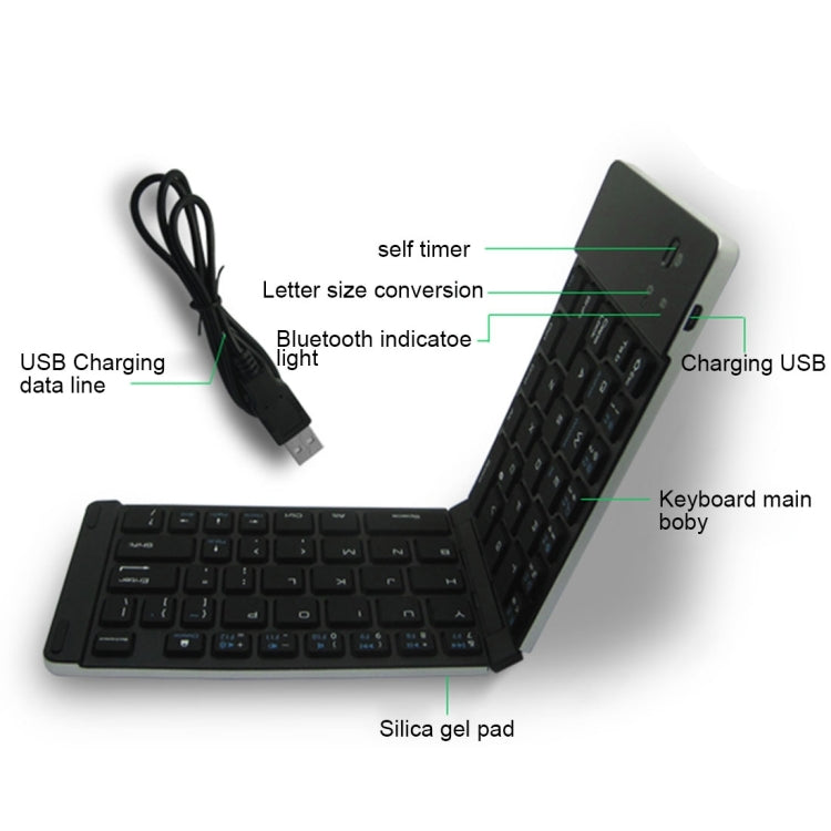 F66 Foldable Bluetooth Wireless 66 Keys Keyboard, Support Android / Windows / iOS(Gold) - Wireless Keyboard by buy2fix | Online Shopping UK | buy2fix