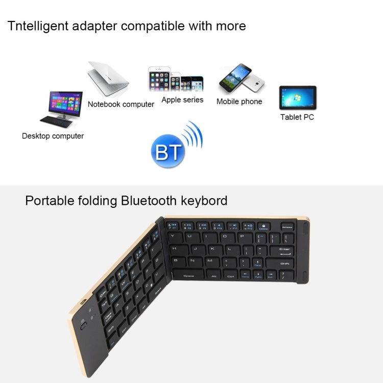 F66 Foldable Bluetooth Wireless 66 Keys Keyboard, Support Android / Windows / iOS(Gold) - Wireless Keyboard by buy2fix | Online Shopping UK | buy2fix