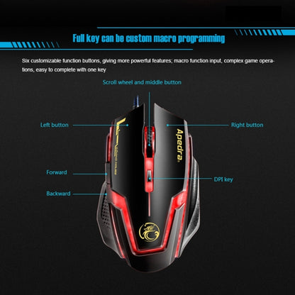 Apedra iMICE A9 High Precision Gaming Mouse LED four color controlled breathing light USB 6 Buttons 3200 DPI Wired Optical Gaming Mouse for Computer PC Laptop(Black) by iMICE