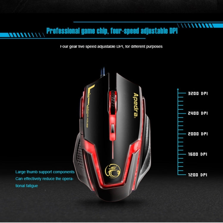 Apedra iMICE A9 High Precision Gaming Mouse LED four color controlled breathing light USB 6 Buttons 3200 DPI Wired Optical Gaming Mouse for Computer PC Laptop(Black) by iMICE