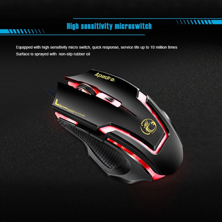 Apedra iMICE A9 High Precision Gaming Mouse LED four color controlled breathing light USB 6 Buttons 3200 DPI Wired Optical Gaming Mouse for Computer PC Laptop(Black) by iMICE