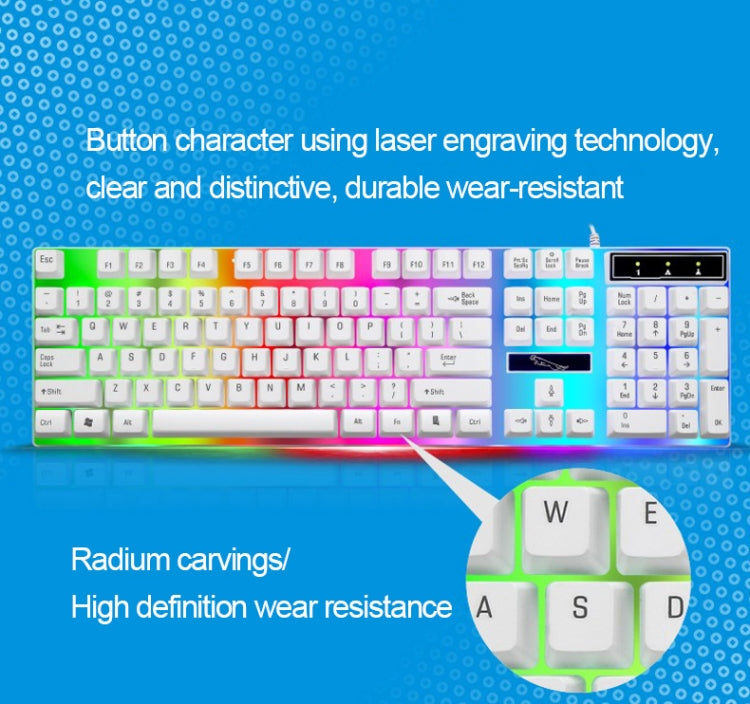 ZGB G21 104 Keys USB Wired Mechanical Feel Colorful Backlight Office Computer Keyboard Gaming Keyboard(White) -  by buy2fix | Online Shopping UK | buy2fix