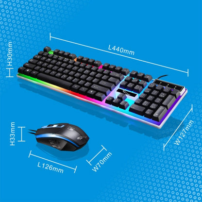 ZGB G21 1600 DPI Professional Wired Colorful Backlight Mechanical Feel Suspension Keyboard + Optical Mouse Kit for Laptop, PC(Black) - Wired Keyboard by buy2fix | Online Shopping UK | buy2fix