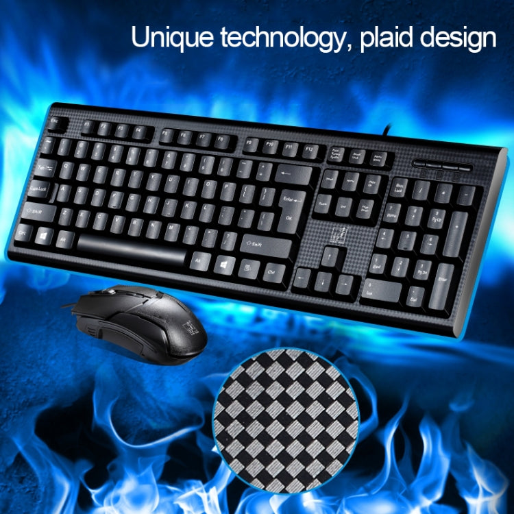 Chasing Leopard Q9 1600 DPI Professional Wired Grid Texture Gaming Office Keyboard + Optical Mouse Kit(Black) - Wired Mice by Chasing Leopard | Online Shopping UK | buy2fix