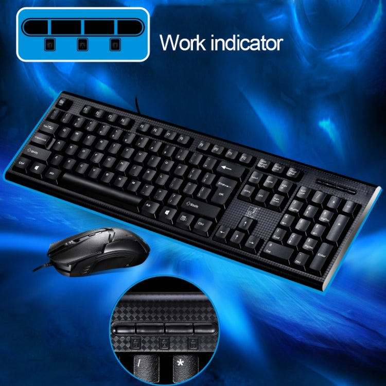 Chasing Leopard Q9 1600 DPI Professional Wired Grid Texture Gaming Office Keyboard + Optical Mouse Kit(Black) - Wired Mice by Chasing Leopard | Online Shopping UK | buy2fix