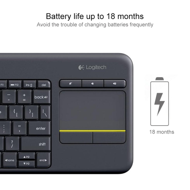 Logitech K400 Plus 2.4GHz Wireless Touch Control Keyboard, Wireless Range: 10m (Black) - Wireless Keyboard by Logitech | Online Shopping UK | buy2fix