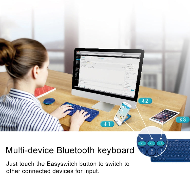 Logitech K380 Portable Multi-Device Wireless Bluetooth Keyboard (White) - Wireless Keyboard by Logitech | Online Shopping UK | buy2fix