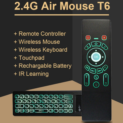 T6 Colorful Light Version Air Mouse 2.4GHz Wireless Keyboard Remote Controller with Touchpad & IR Learning for PC, Android TV Box / Smart TV, Multi-media Devices - MINI PC Accessories & Gadgets by buy2fix | Online Shopping UK | buy2fix