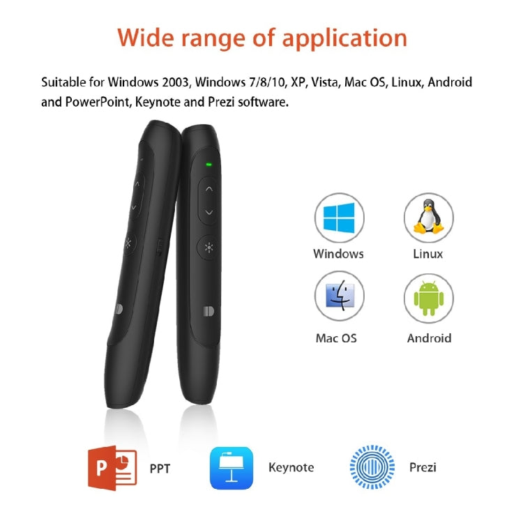 Doosl DSIT012 2.4GHz Wireless Presenter PowerPoint Clicker Representation Remote Control Pointer, Control Distance: 100m(Black) -  by DOOSL | Online Shopping UK | buy2fix