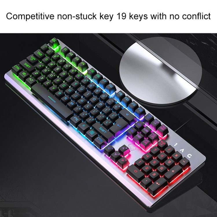 YINDIAO K002 USB Wired Mechanical Feel RGB Backlight Keyboard + Optical Mouse + Headset Set(White) - Wired Keyboard by YINDIAO | Online Shopping UK | buy2fix