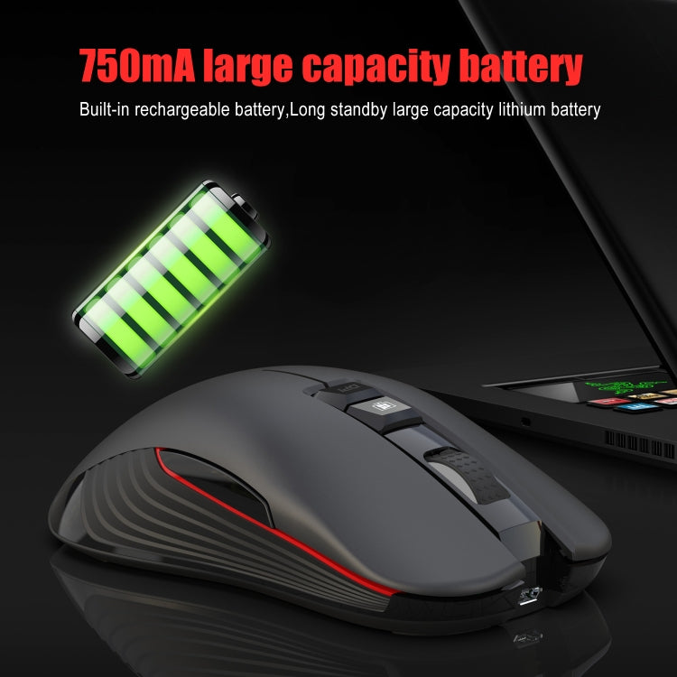 HXSJ T30 2.4GHz 8-key USB Rechargeable Colorful Glowing 3600DPI Four-speed Adjustable Wireless Optical Mute Gaming Mouse for Desktop Computers / Laptops, with USB-C / Type-C Adapter - Wireless Mice by HXSJ | Online Shopping UK | buy2fix