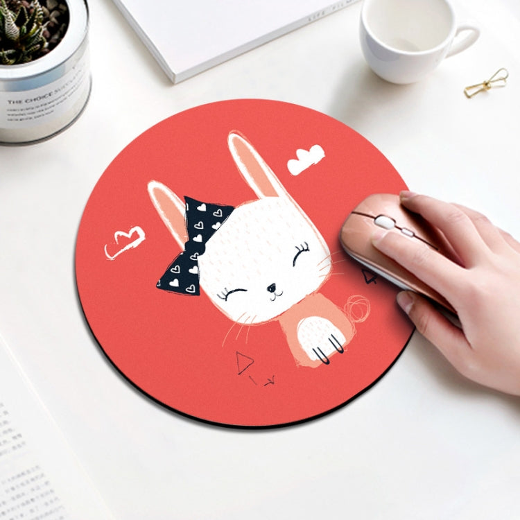 Bow Rabbit Pattern Circular Mouse Pad, Diameter: 22cm - Mouse Pads by buy2fix | Online Shopping UK | buy2fix