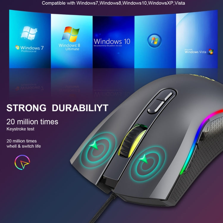 HXSJ A869 Type-C 7200dpi 6-modes Adjustable 7-keys RGB Light Wired Game Mouse - Computer & Networking by HXSJ | Online Shopping UK | buy2fix