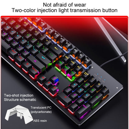 YINDIAO Classic Square Keys Mixed Light USB Mechanical Gaming Wired Keyboard, Black Shaft (Black) - Wired Keyboard by YINDIAO | Online Shopping UK | buy2fix