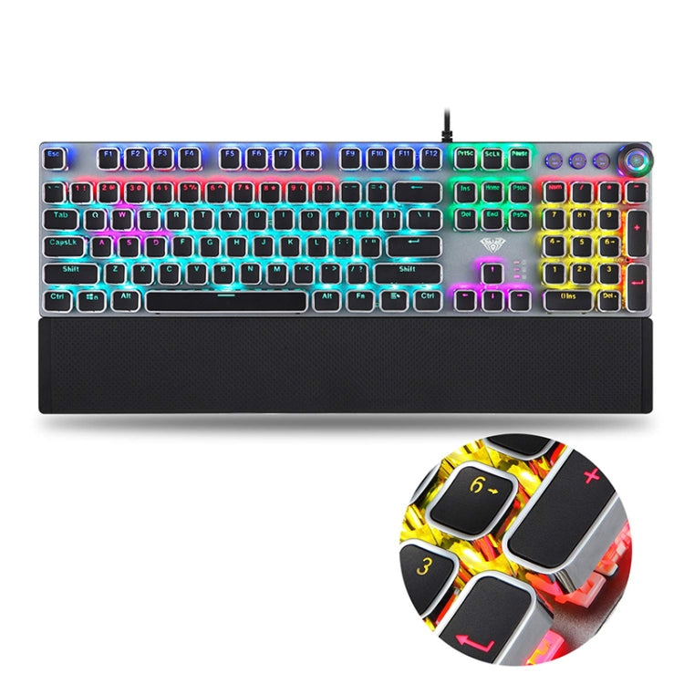 AULA F2088 108 Keys Mixed Light Plating Punk Mechanical Blue Switch Wired USB Gaming Keyboard with Metal Button(Silver) - Wired Keyboard by AULA | Online Shopping UK | buy2fix