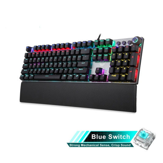 AULA F2088 108 Keys Mixed Light Mechanical Blue Switch Wired USB Gaming Keyboard with Metal Button(Black) by AULA