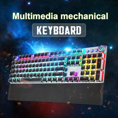 AULA F2088 108 Keys Mixed Light Mechanical Blue Switch Wired USB Gaming Keyboard with Metal Button(Black) - Wired Keyboard by AULA | Online Shopping UK | buy2fix