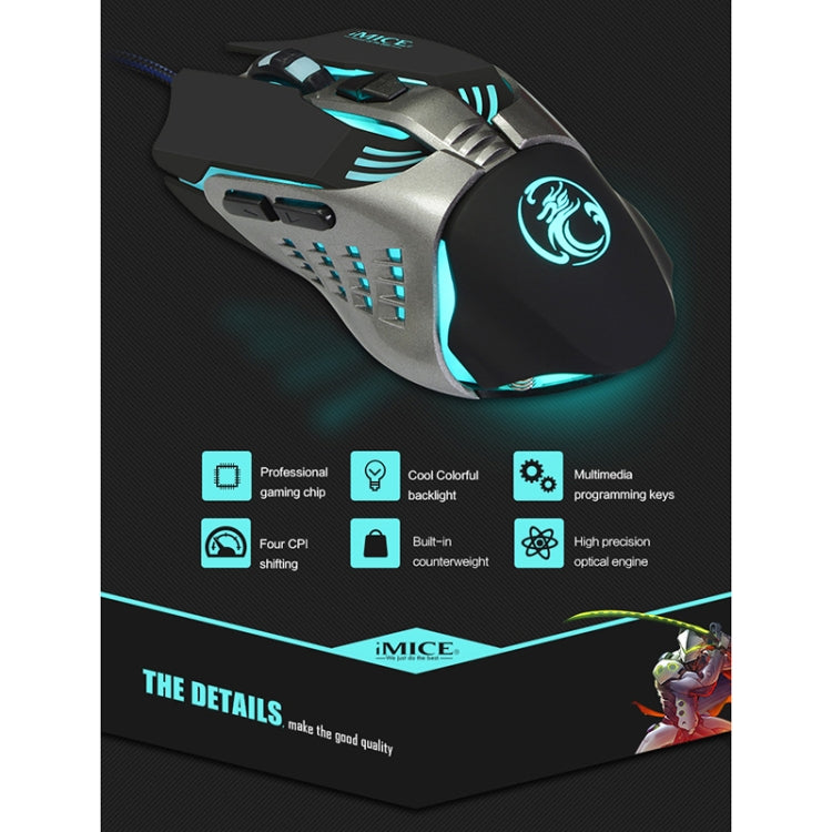 iMICE V5 USB 7 Buttons 4000 DPI Wired Optical Colorful Backlight Gaming Mouse for Computer PC Laptop (White) - Wired Mice by iMICE | Online Shopping UK | buy2fix