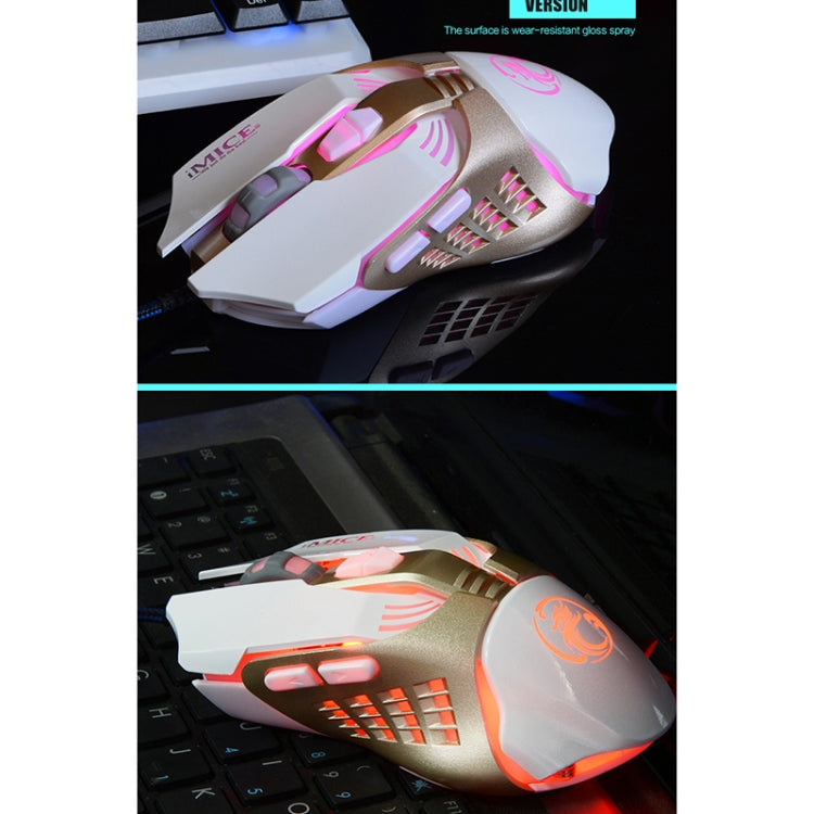 iMICE V5 USB 7 Buttons 4000 DPI Wired Optical Colorful Backlight Gaming Mouse for Computer PC Laptop (White) - Wired Mice by iMICE | Online Shopping UK | buy2fix