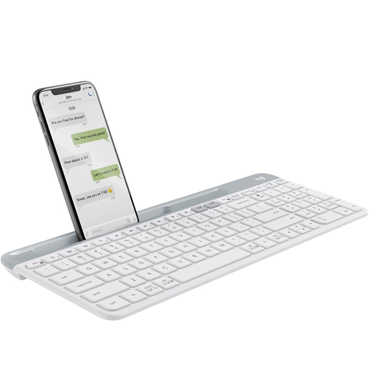 Logitech K580 Dual Modes Thin and Light Multi-device Wireless Keyboard with Phone Holder (White) - Wireless Keyboard by Logitech | Online Shopping UK | buy2fix