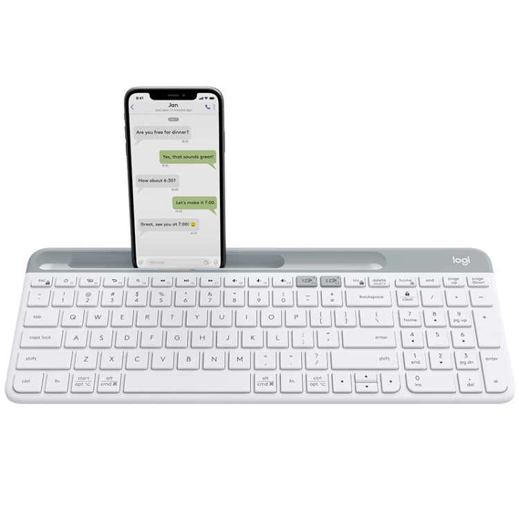 Logitech K580 Dual Modes Thin and Light Multi-device Wireless Keyboard with Phone Holder (White) - Wireless Keyboard by Logitech | Online Shopping UK | buy2fix