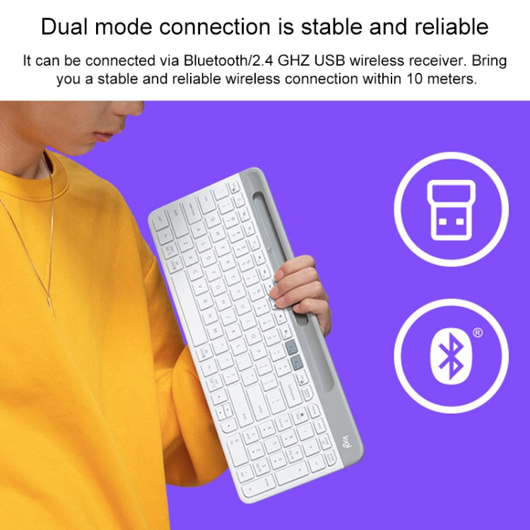 Logitech K580 Dual Modes Thin and Light Multi-device Wireless Keyboard with Phone Holder (White) - Computer & Networking by Logitech | Online Shopping UK | buy2fix