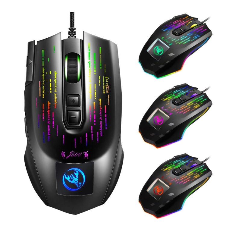 HXSJ J500 7 Keys RGB Programmable Display Screen Gaming Wired Mouse - Wired Mice by HXSJ | Online Shopping UK | buy2fix