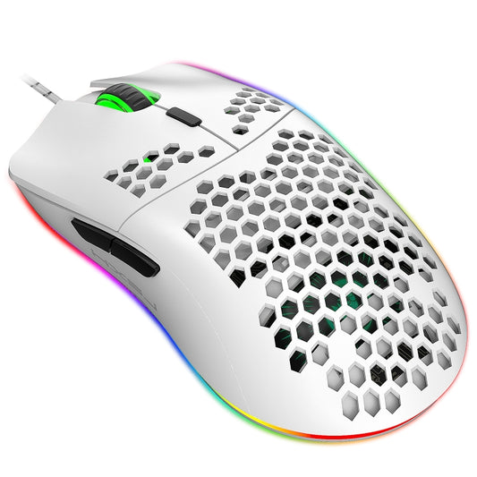 HXSJ J900 6 Keys RGB Lighting Programmable Gaming Wired Mouse (White) by HXSJ
